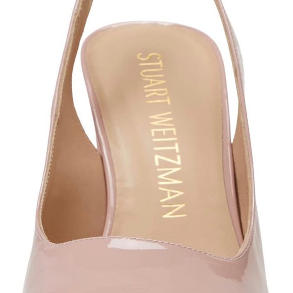 Stuart Weitzman Curveblock Patent Slingback Pumps Size 38.5 - Picture 4 of 5